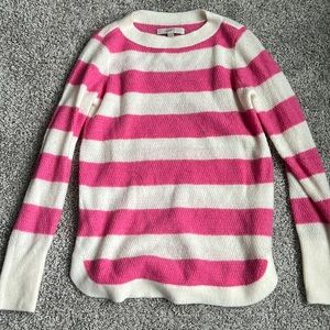 LOFT - pink & white sweater
